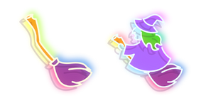 Neon Witch and Broom Cursor