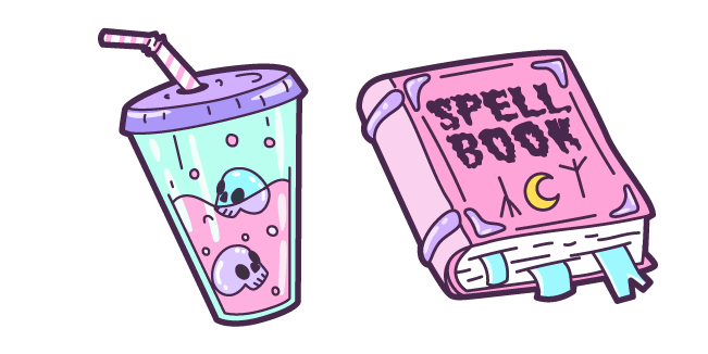 Halloween Witch Cocktail and Spell Book Cursor