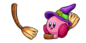 Halloween Kirby Witch and Broom Cursor