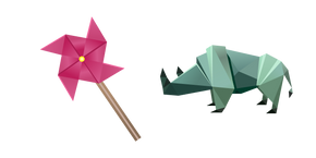 Origami Windmill and Rhinoceros Curseur