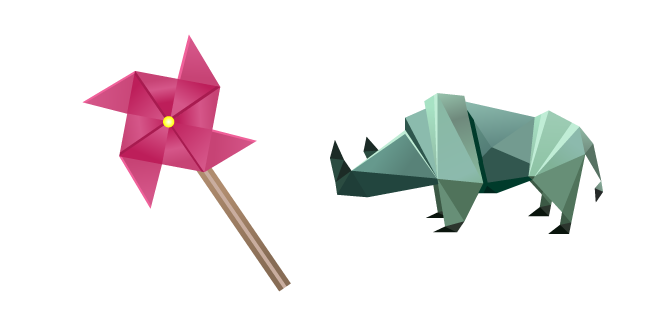 Origami Windmill and Rhinoceros Cursor