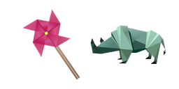 Origami Windmill and Rhinoceros Cursor