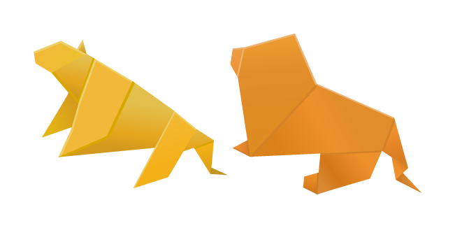 Origami Lioness and Lion Cursor