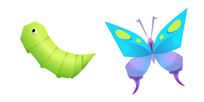 Origami Caterpillar and Butterfly Cursor