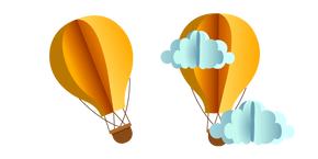 Origami Hot-Air Balloon and Clouds cursor