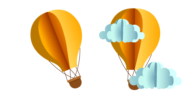Origami Hot-Air Balloon and Clouds Cursor