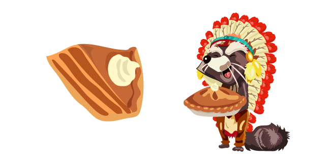 Thanksgiving Day Raccoon and Pumpkin Pie Cursor