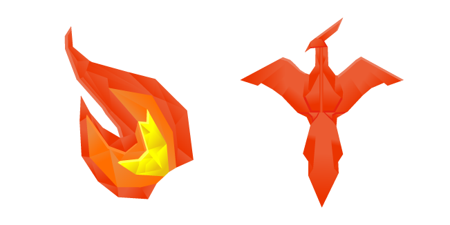 Оригами Огонь и Жар-Птица курсор