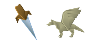 Origami Winged Wolf and Sword Curseur