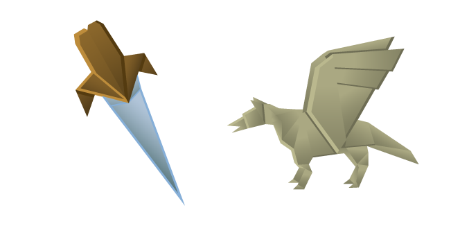 Origami Winged Wolf and Sword Cursor