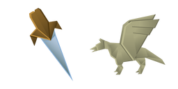 Origami Winged Wolf and Sword Cursor