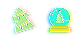 Neon Christmas Tree and Snowball cursor