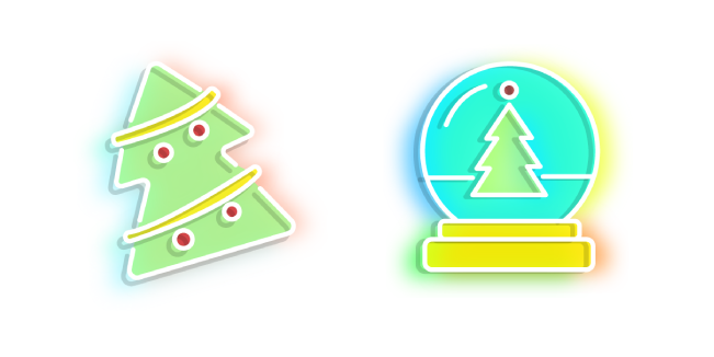 Neon Christmas Tree and Snowball Cursor