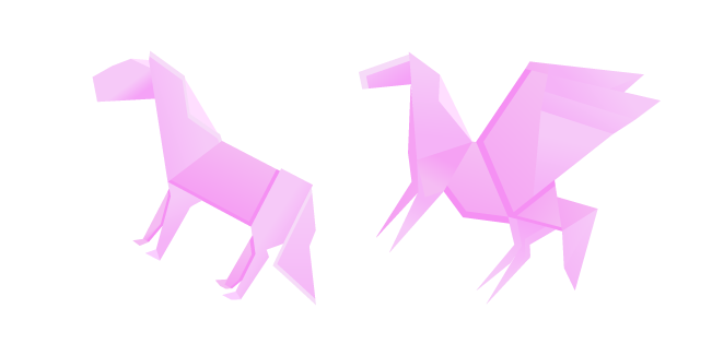 Оригами Розовая Лошадь и Пегас курсор