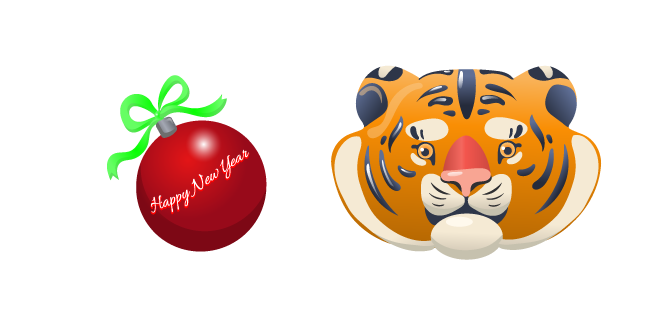 Новогодний Тигр и Игрушка курсор