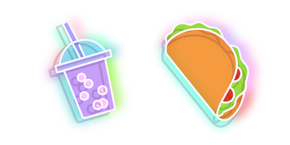 Neon Bubble Tea and Taco cursor