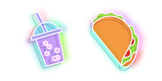 Neon Bubble Tea and Taco Cursor