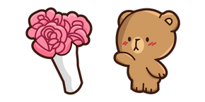Cute Mocha Bear and Flowers Curseur