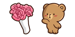 Cute Mocha Bear and Flowers Curseur