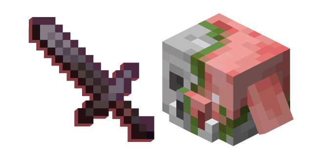 Minecraft Zombified Piglin and Sword Cursor