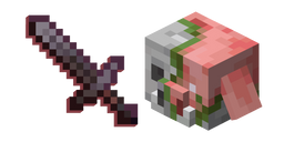 Minecraft Zombified Piglin and Sword Curseur