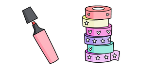 VSCO Girl Highlighter Pen and Tape Curseur