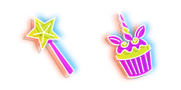 Neon Magic Wand and Cupcake Cursor