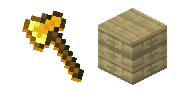 Minecraft Golden Axe and Birch Planks Cursor