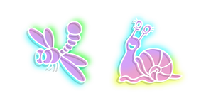 Neon Dragonfly and Snail Curseur