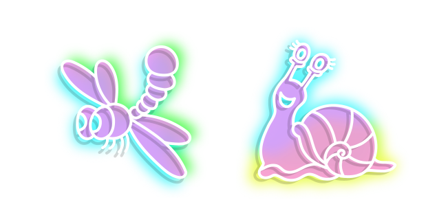 Neon Dragonfly and Snail Cursor