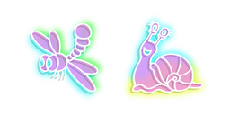 Neon Dragonfly and Snail Cursor