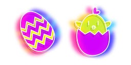 Neon Easter Egg and Chick Curseur