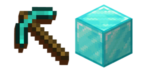 Minecraft Diamond Pickaxe and Block of Diamond Curseur