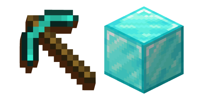 Minecraft Diamond Pickaxe and Block of Diamond Cursor