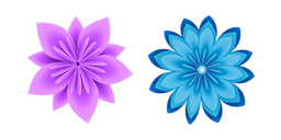 Origami Purple and Blue Flowers Cursor