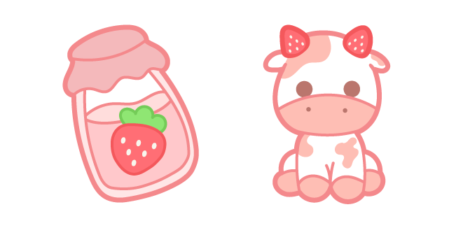 Cute Strawberry Cow and Jam Cursor