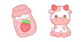 Cute Strawberry Cow and Jam Cursor