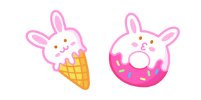 Cute Rabbit Ice Cream and Donut Curseur