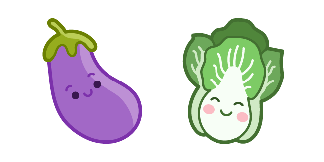 Cute Eggplant and Lettuce Cursor