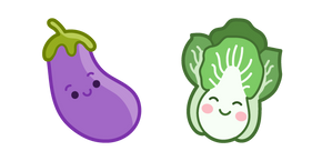 Cute Eggplant and Lettuce Curseur