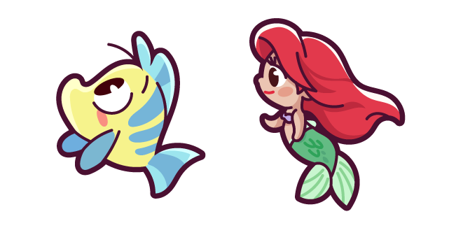 Cute Ariel and Flounder курсор