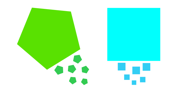 Just Shapes and Beats Green Pentagon and Blue Square Cursor