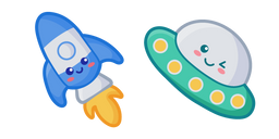 Cute Rocket and UFO Cursor