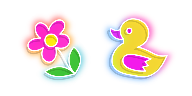 Neon Flower and Duck Cursor
