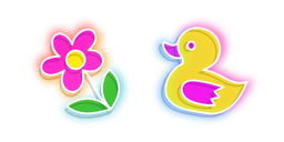 Neon Flower and Duck Cursor