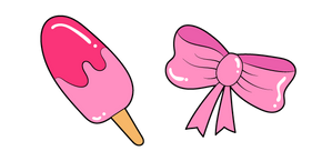 VSCO Girl Fruit Ice Cream and Bow  Curseur