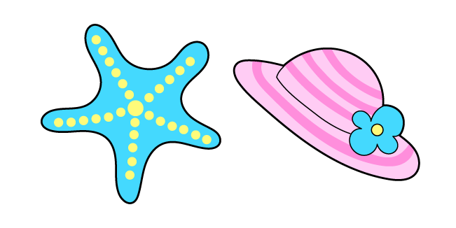 VSCO Girl Starfish and Striped Hat Cursor