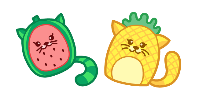 Cute Watermelon and Pineapple Cats Cursor