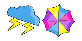 VSCO Girl Thundercloud and Colored Umbrella Curseur