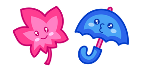 Курсор Cute Pink Leaf and Blue Umbrella